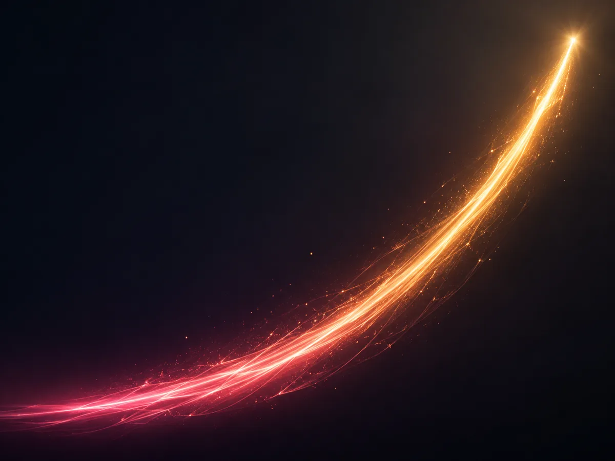 Abstract rising diagonal light trail suggesting an ascending multiplier