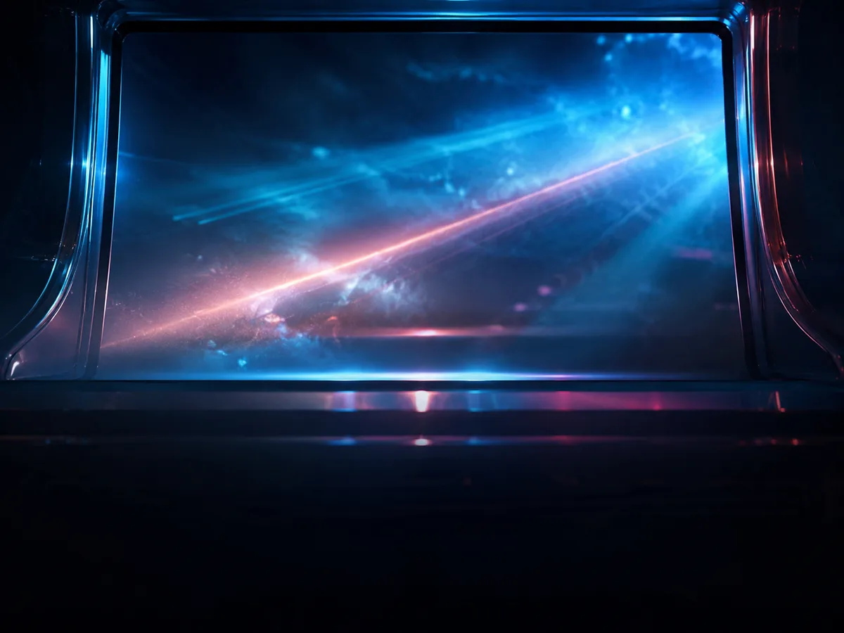 Abstract glowing underwater-style arcade cabinet lighting
